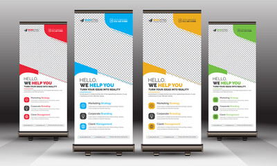 Modern Simple Clean Corporate Business Stylish Roll Up Banner Standee Template, Modern X Banner Signage Unique Design for Office, Company, Multipurpose Use