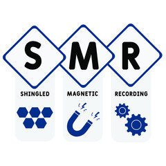 SMR - Shingled Magnetic Recording acronym. business concept background. vector illustration concept with keywords and icons. lettering illustration with icons for web banner, flyer, landing page