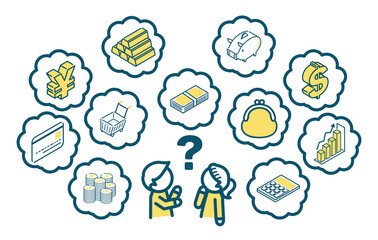 お金　アイコン　アイソメトリック　シンプル