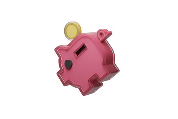 3D Isolated Piggy Bank Saving Money Finance Render Illustration on White Background