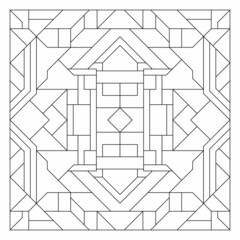 Square frame pattern. Decorative ornament in Line Art style. Abstract geometric doodle illustration. Antistress coloring book page in EPS8. #416