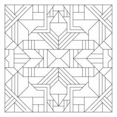 Square frame pattern. Art deco ornament in Line Art style. Abstract geometric doodle illustration. Antistress coloring book page in EPS8. #415