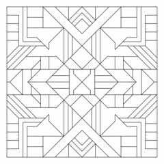 Square frame pattern. Decorative ornament in Line Art style. Abstract geometric doodle illustration. Antistress coloring book page in EPS8. #414