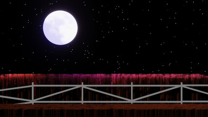 night sky with moonlight and stars 3D rendering