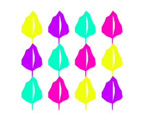 Colorful leaves pattern. Repetition of foliage. Pop art vector. Simple shape design. Spring season