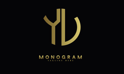 Alphabet YU or UY illustration monogram vector logo template in round shape