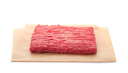 Raw fresh minced meat on white background