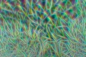 Abstract green fractal glowing bright background with bokeh.