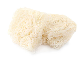 Bricks of dried rice noodles isolated on white. East Asian cuisine