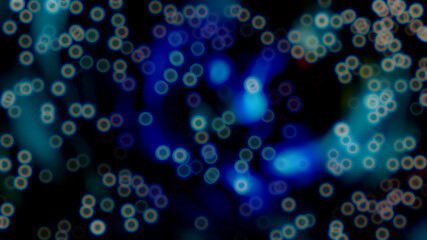 Abstract blue green glowing bright background with bokeh.