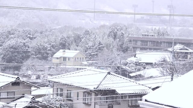 広島市郊外の山沿いに降り積もる雪 4K  2021年12月26日撮影