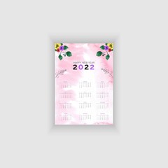 One Page Watercolor Background Calender-2022 Template. Custom,
clean and elegant vector pro template