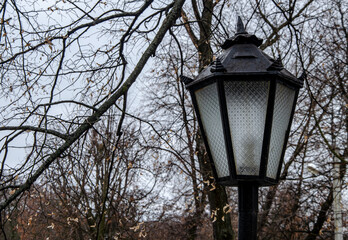 Fototapeta na wymiar Old street lamps set in monochrome style.