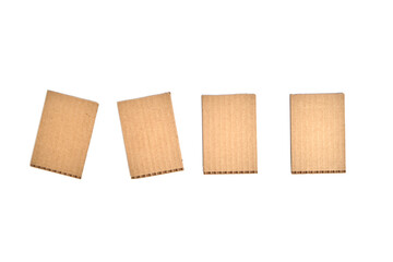 Four cardboard cards on a white background, template, blank.