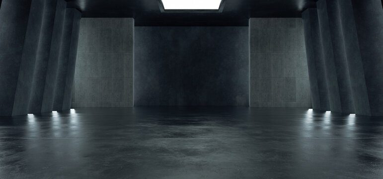 Advanced background High end scenario concrete wall 3D rendering booth Exhibition hall