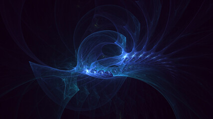 3D rendering abstract blue fractal light background