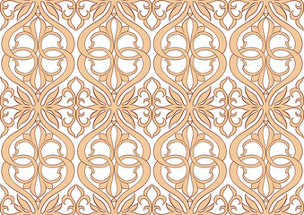 Interlacing abstract ornament in the medieval, romanesque style. Seamless pattern, background. Outline vector illustration.