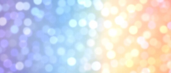 イルミネーション風背景）虹色ボケライトの抽象イラスト横長バナー　グラデーション　幻想的　ホリデー　丸