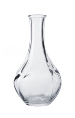 Empty glass vase isolated on white