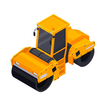 recommend clip art: Road Roller Isometric Composition