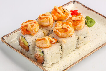 Japanese roll with salmon and prawn