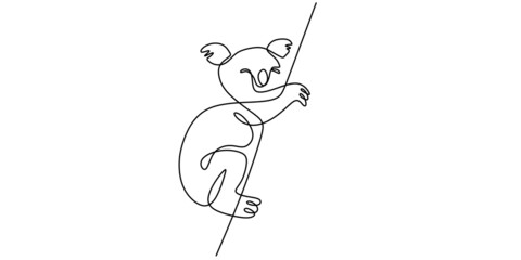 Continuous one single line of cute koala sleeping for australia day celebration.