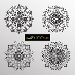 Collections Circular pattern in the form of a mandala for Henna, Mehndi, tattoos, decorations. Decorative decoration in ethnic oriental style. Coloring book page.