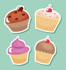 sweet cupcakes set