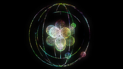 Atomic Structure of Particle on Black Background