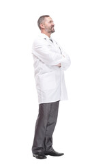 Mature male doctor. isolated on a white background.
