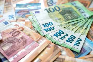 different euro banknotes as background