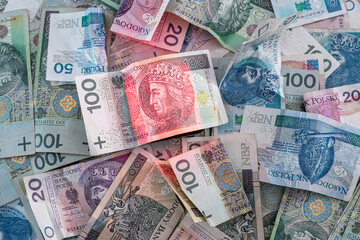 Fototapeta na wymiar polish national money bills 10 20 50 100 zloty