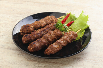Beef kebab skewer minced meat