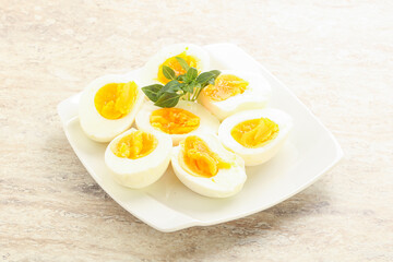 Boiled chicken egg for breakfast