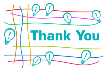 Thank You Turquoise Colorful Bulbs Lines Square 