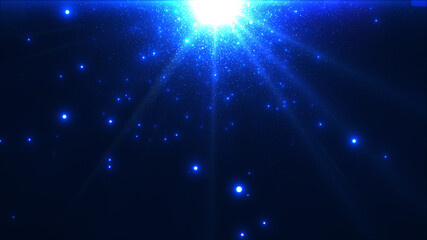 レンズフレアとキラキラしたパーティクル宇宙　光　閃光　星　ネイビー　コバルトブルー　青　レンズフレア　反射