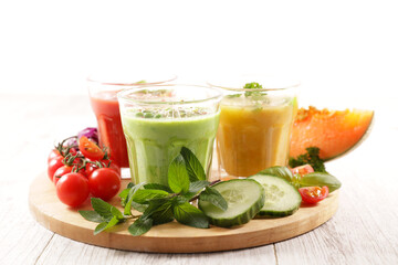 cold soup,  vegetable smoothie in glass
