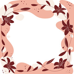 Fototapeta na wymiar Square art template with flower frame, floral and geometric elements