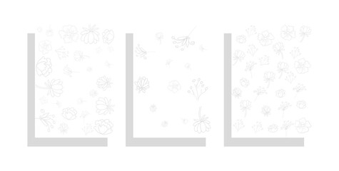 flower drawing outline covers vector set