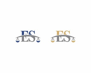 Letters ES Logo With Scale of Justice Logo Icon 001