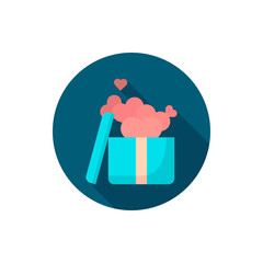 Valentine's day gift love, flat design, long shadow