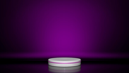 3d podium background. White stone podiums for a cosmetic product or packaging on a colored backdrop with studio light.