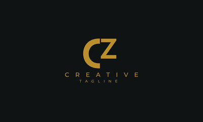 Fototapeta CZ is creative logo with two color and classic design. obraz
