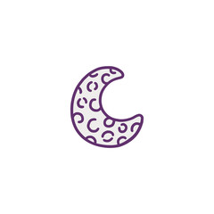 Moon icon or symbol hand drawn doodle cartoon vector illustration isolated.