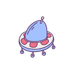 Cartoon spaceship or fantasy cosmic aliens rocket, vector illustration isolated.