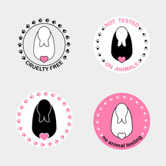 Animal cruelty free logo design. Not tested on animals,  Cruelty free sign. 