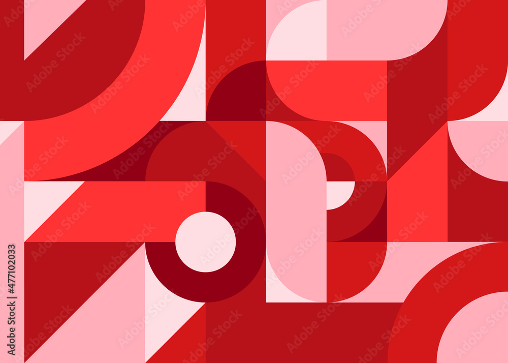 Poster banner with red geometric shapes. placard design in abstract style.