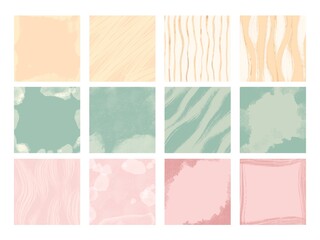 Collection of watercolor square backgrounds. Abstract templates for creating cards and designs. A set of watermarks for creativity