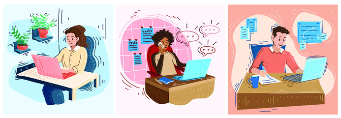 freelance, illustration in flat style