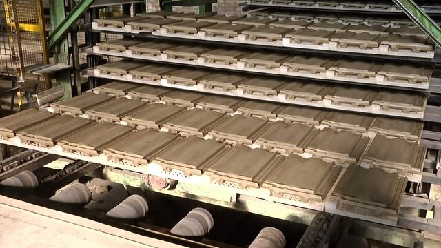 How to Make Clay Roof Tiles ; Production line of a modern factory for making ceramic tiles